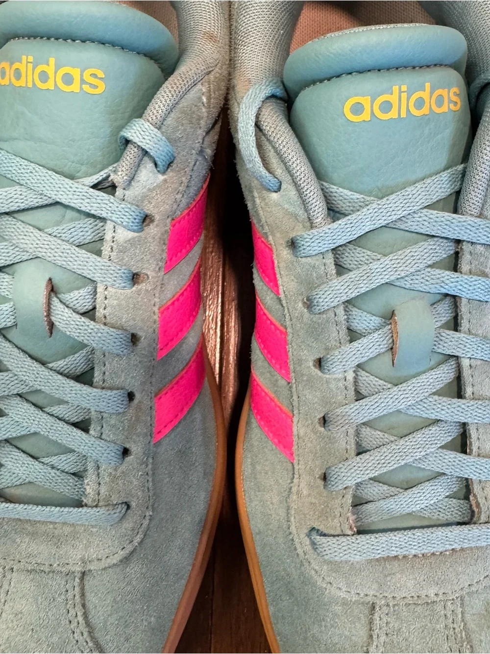 adidas VL Court Bold Sneaker Womens Size 11 Platform Shoe Green Pink Stripes